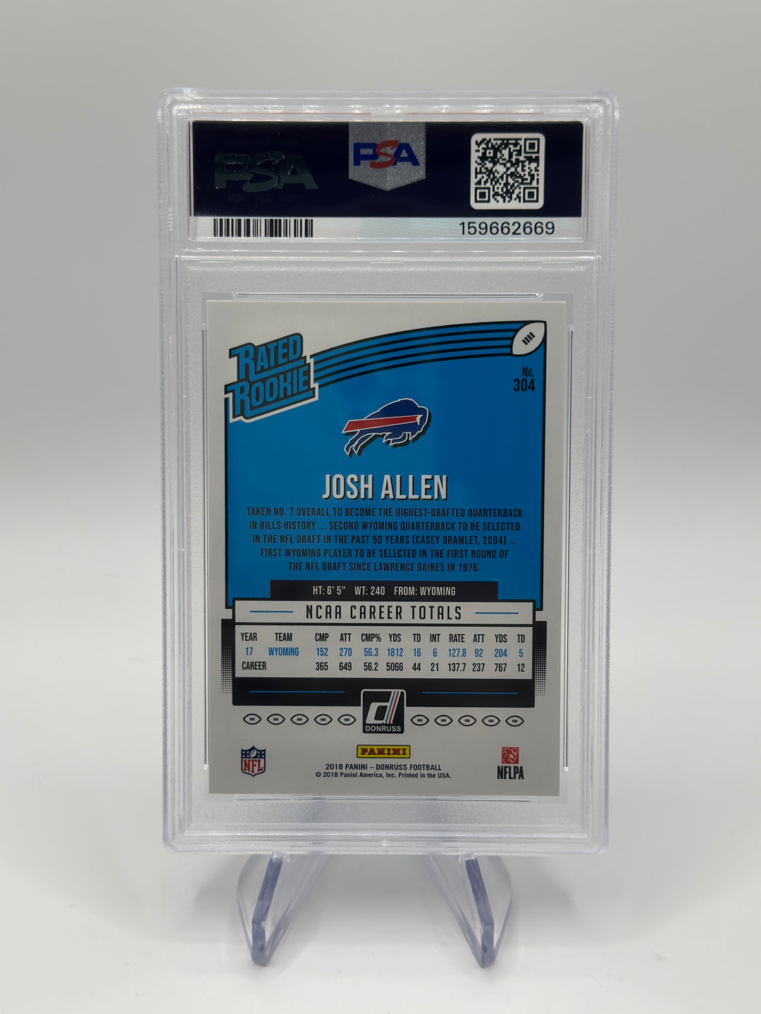 2018 Donruss Josh Allen Rated Rookie #304 PSA 8