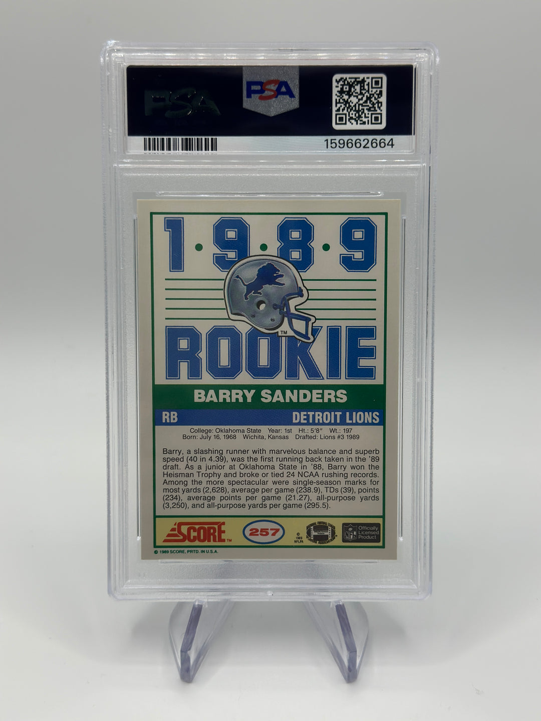 1989 Score Barry Sanders #257 PSA 9