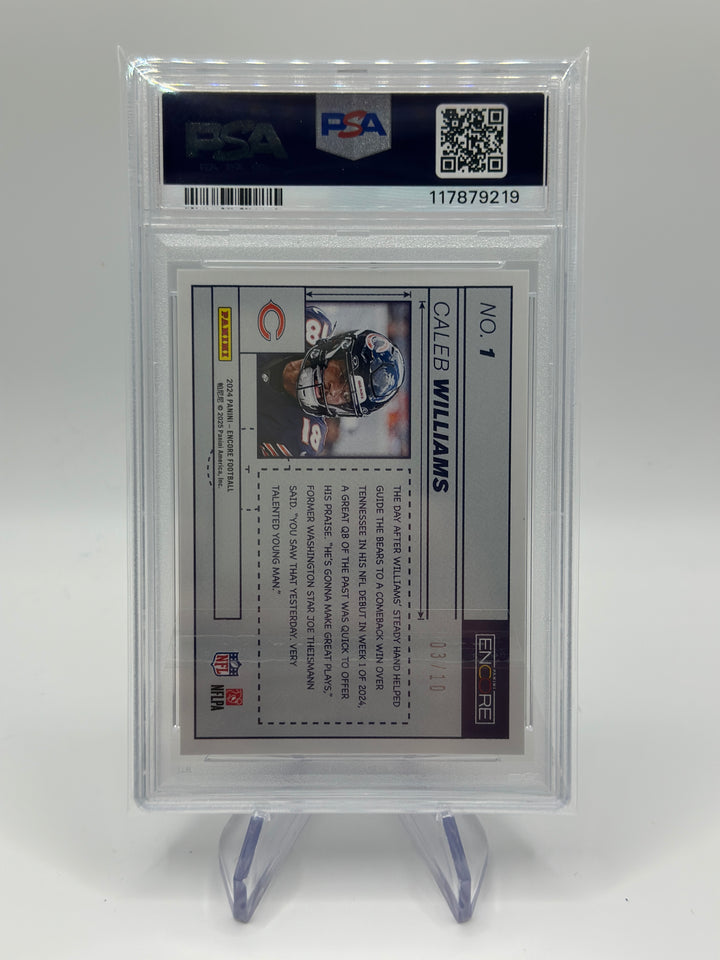 2024 Encore Caleb Williams Blue Prints Gold /10 #1 PSA 8