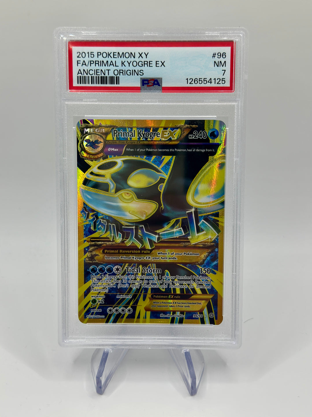 2015 Pokémon XY Primal Kyogre EX Ancient Origins 96/98 PSA 7