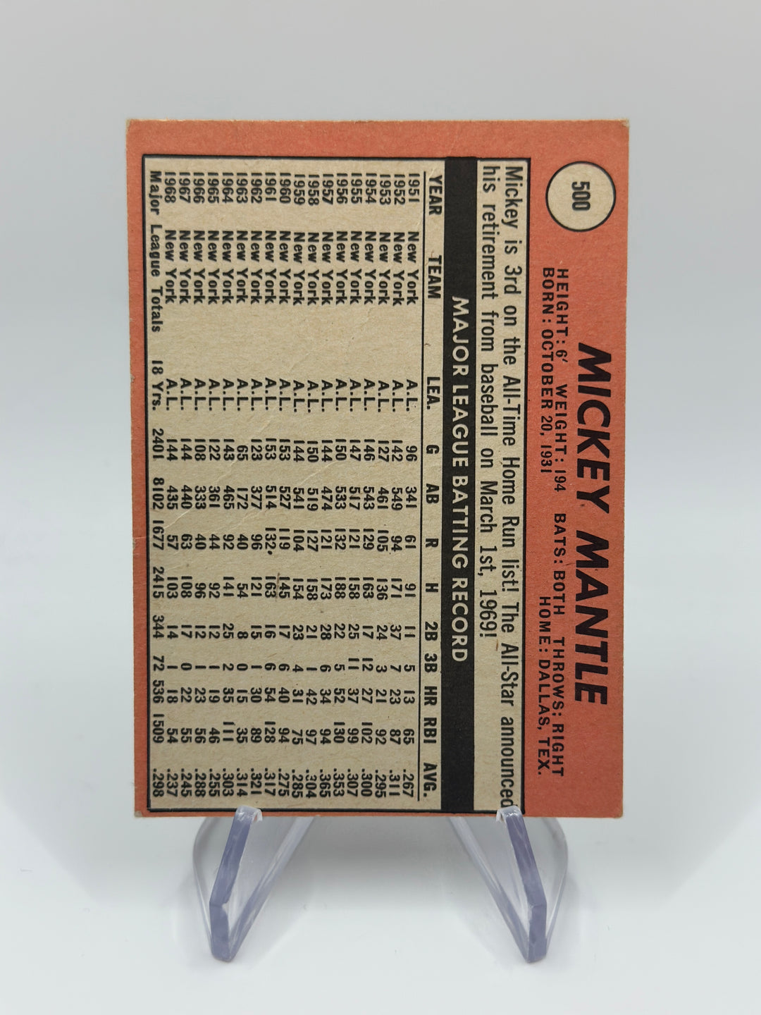 1969 Topps Mickey Mantle #500