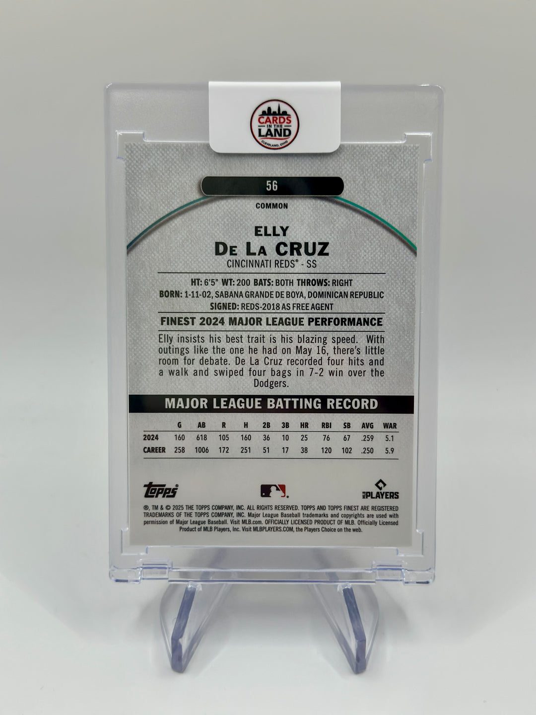 2025 Topps Finest Elly De La Cruz #56 Red Refractor /10