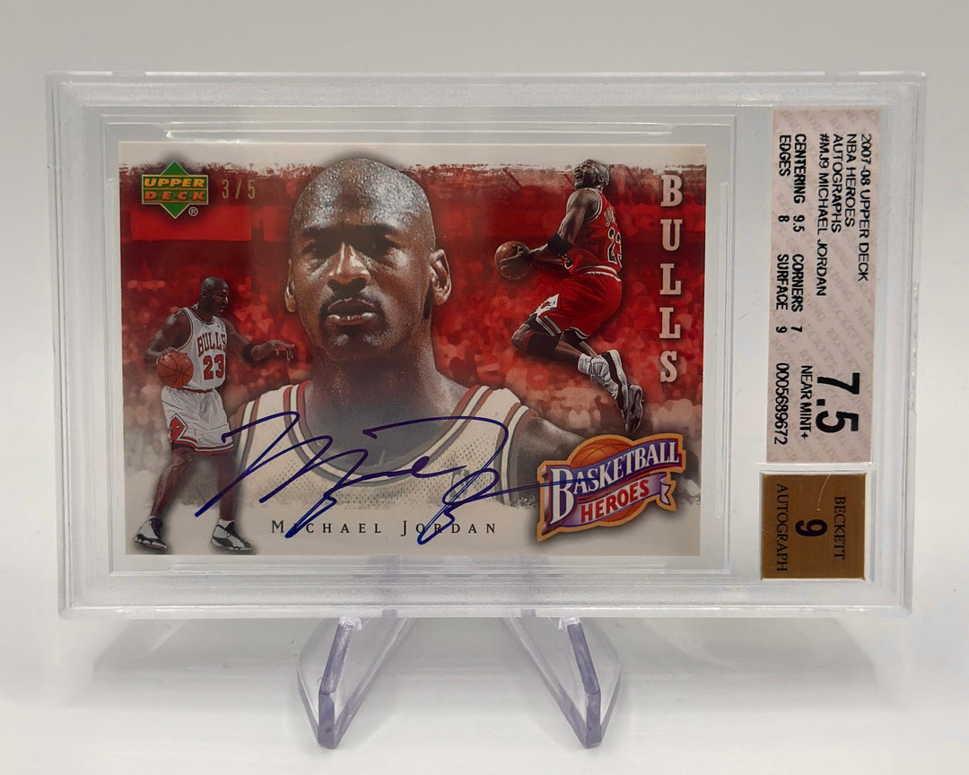 2007-08 Upper Deck NBA Heroes MICHAEL JORDAN Auto /5 #MJ9 - BGS 7.5 Auto 9