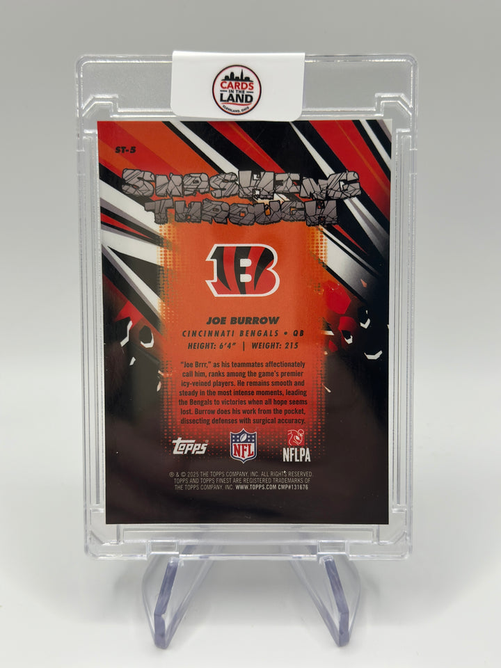 2025 Topps Finest Joe Burrow Smashing Though ST-5