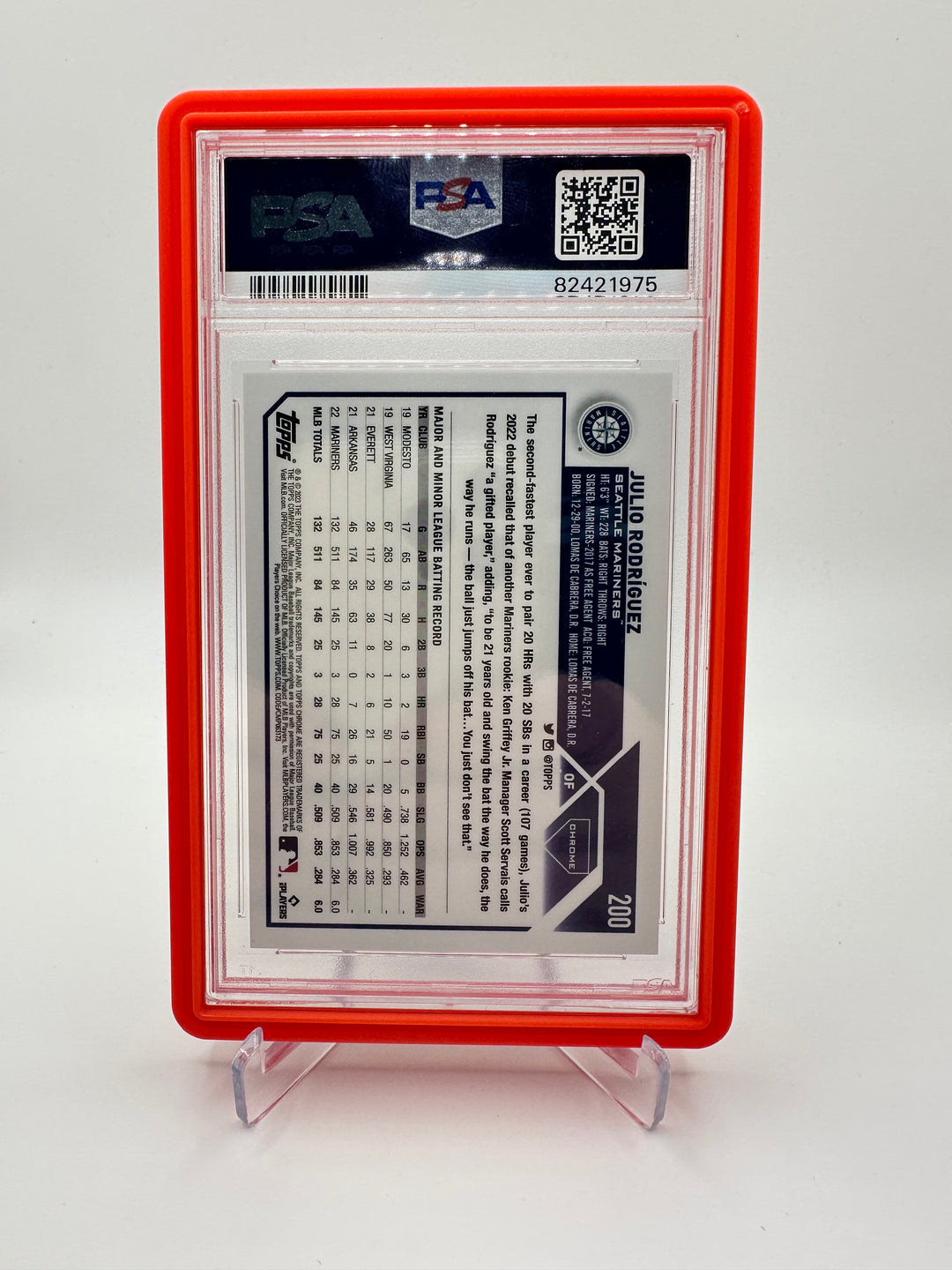 2023 Topps Chrome Julio Rodriguez Red Speckle /5 #200 PSA 9