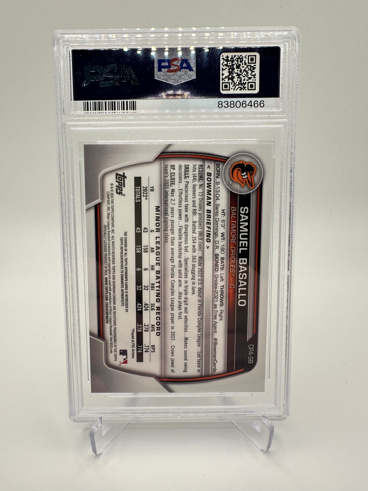 2023 Bowman Chrome Samuel Basallo Auto #CPASB PSA 10
