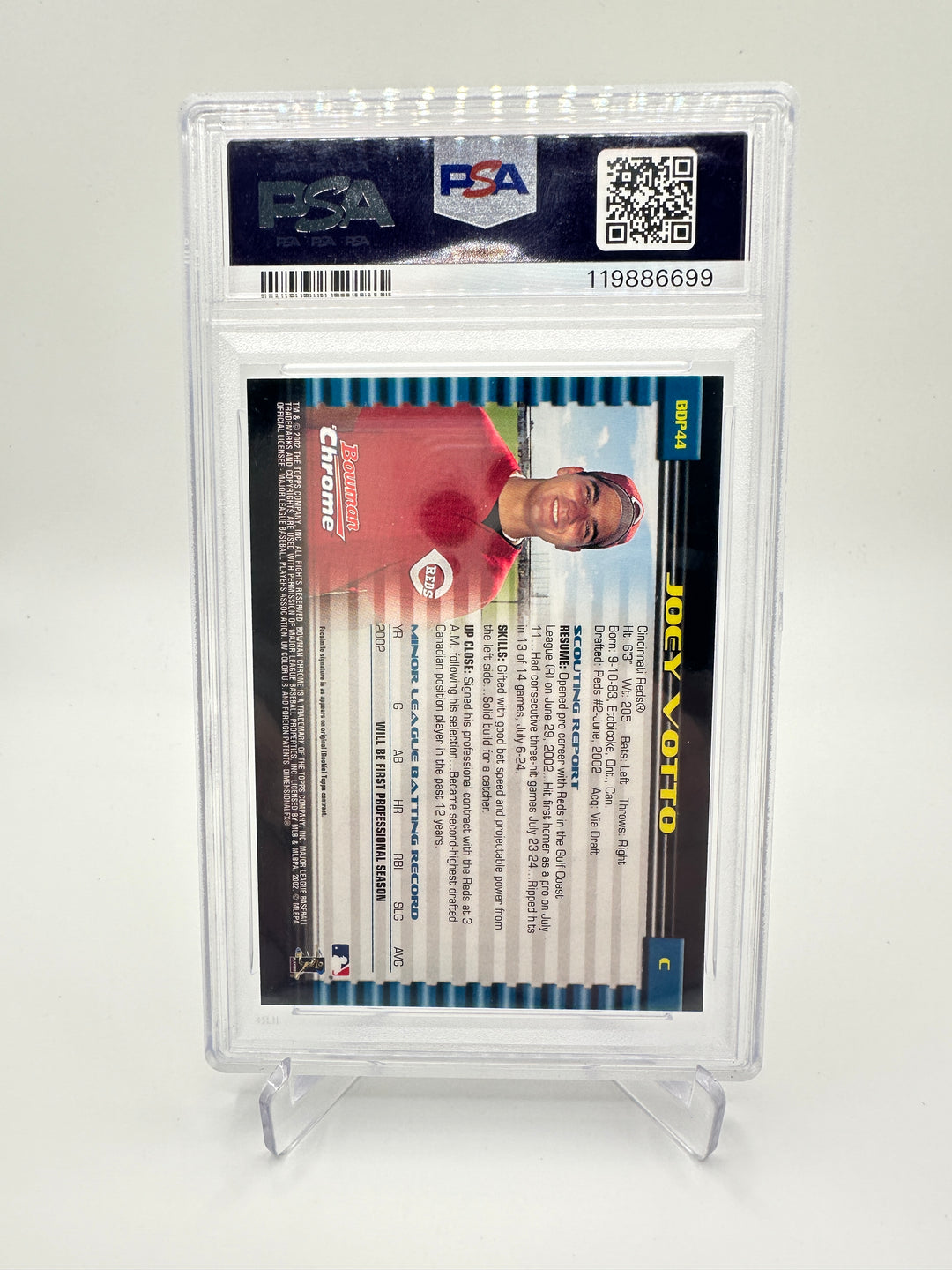 2002 Bowman Chrome Joey Votto Draft Picks #BDP44 PSA 10