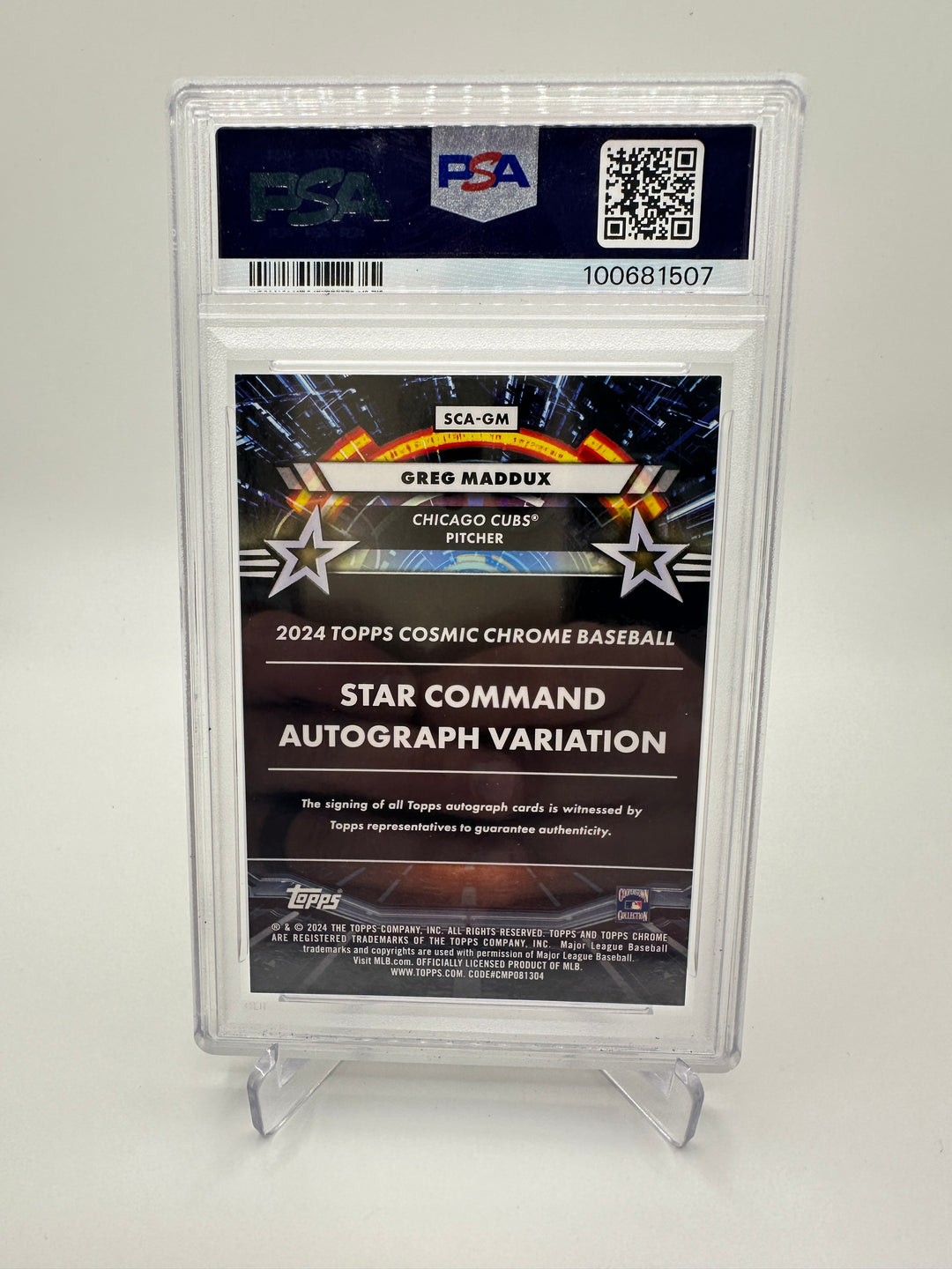 2024 Topps Chrome Cosmic Greg Maddox AUTO Gold Interstellar #GM PSA 9