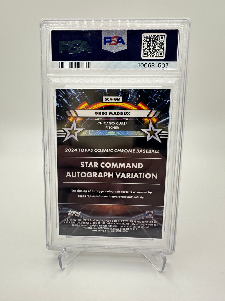2024 Topps Chrome Cosmic Greg Maddox AUTO Gold Interstellar #GM PSA 9