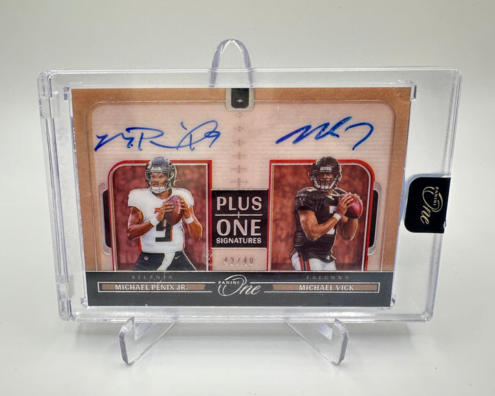 2024 Panini One Football Michael Penix Jr. and Michel Vick Auto /49