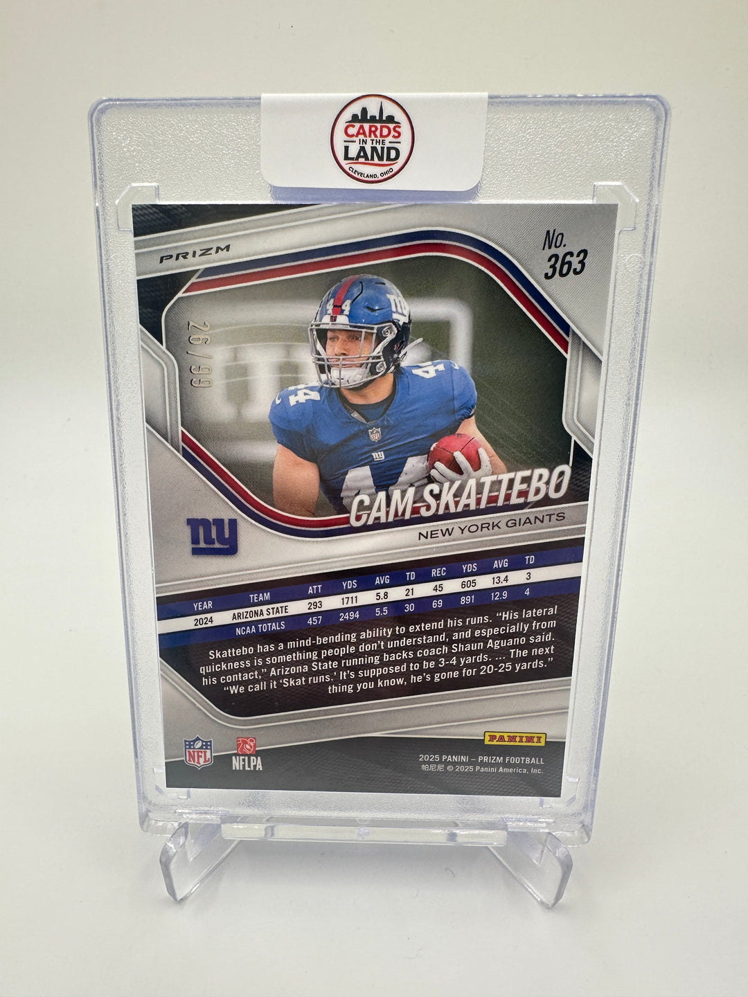2025 Prizm Cam Skattebo Blue Cracked Ice /99