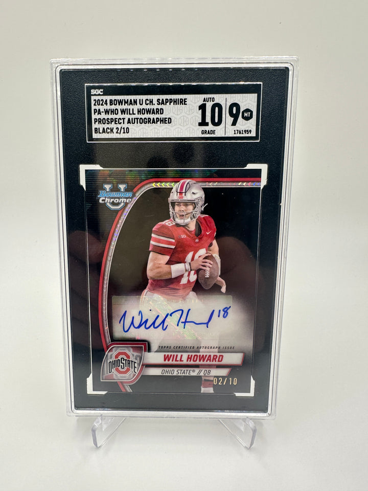 2024 Bowman U Chrome Sapphire Will Howard Auto /10 #PA-WHO SGC 9 Auto 10
