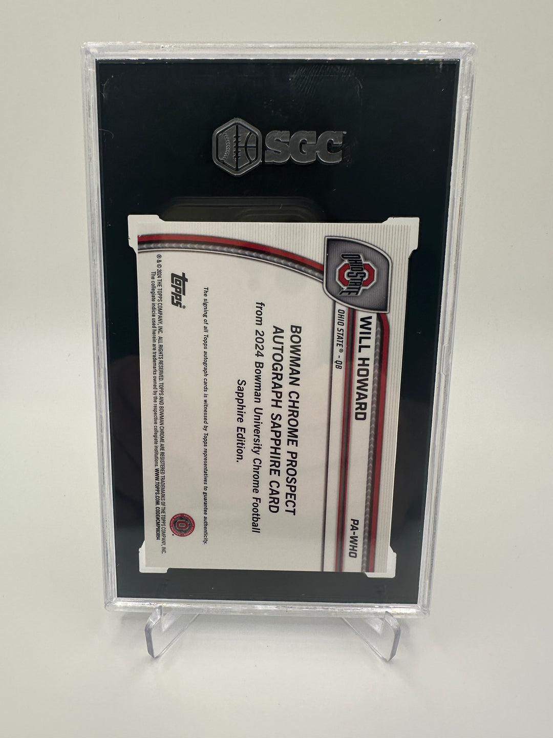 2024 Bowman U Chrome Sapphire Will Howard Auto /10 #PA-WHO SGC 9 Auto 10