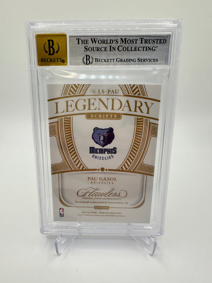 2023 Panini Flawless Paul Gasol Legendary Scrips Platinum 1/1 Auto BGS 9 Auto 10