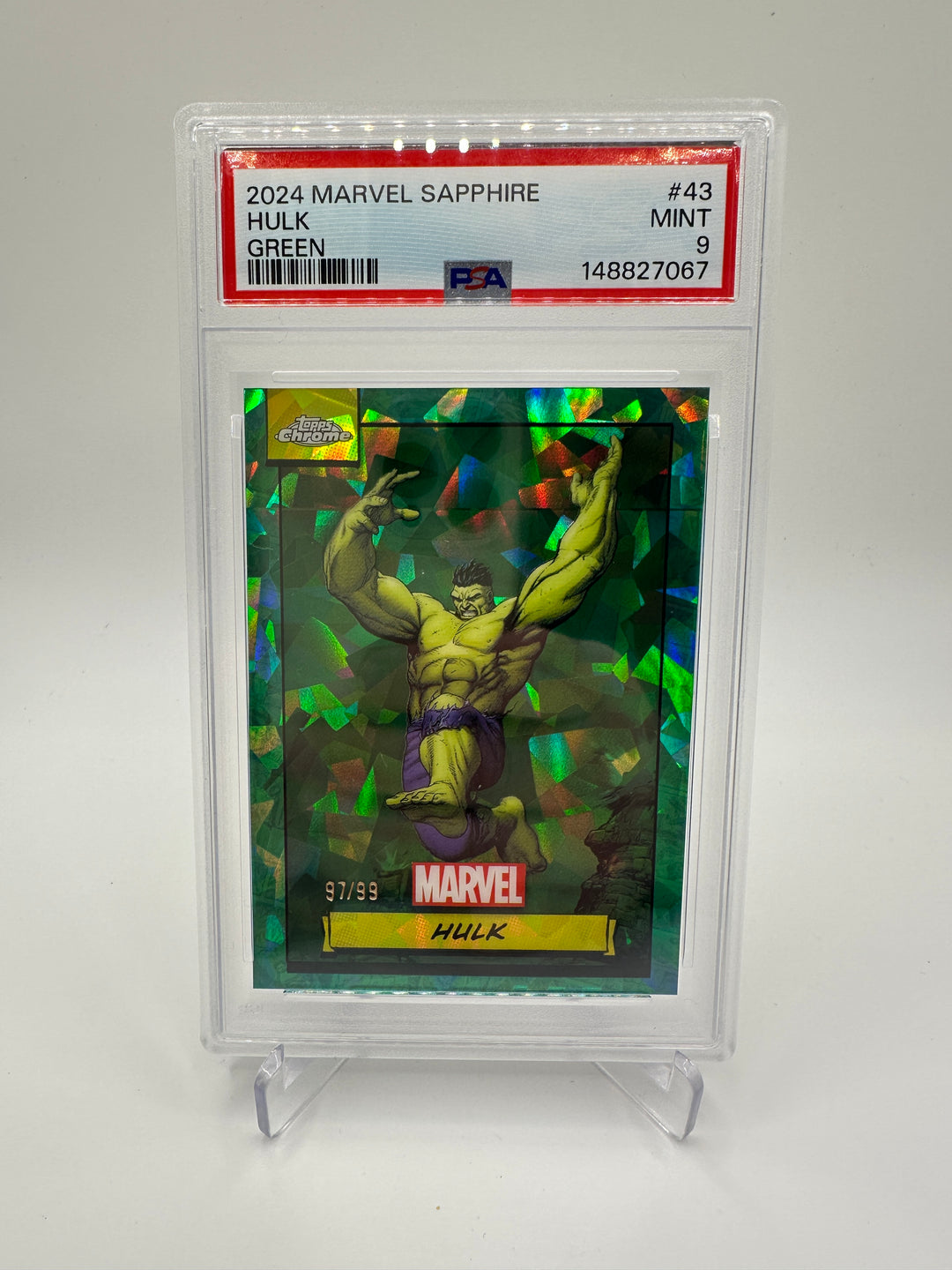 2024 Topps Marvel Sapphire Hulk Green /99 PSA 9