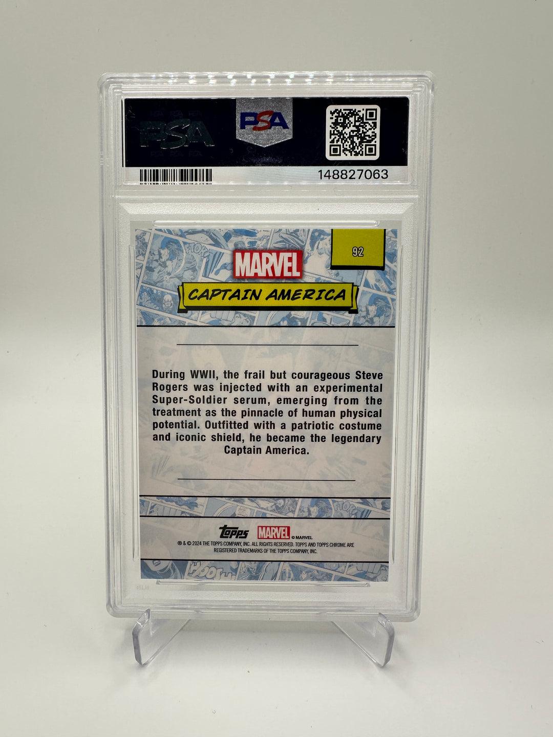 2024 Topps Marvel Sapphire Captain America Yellow /75 PSA 10