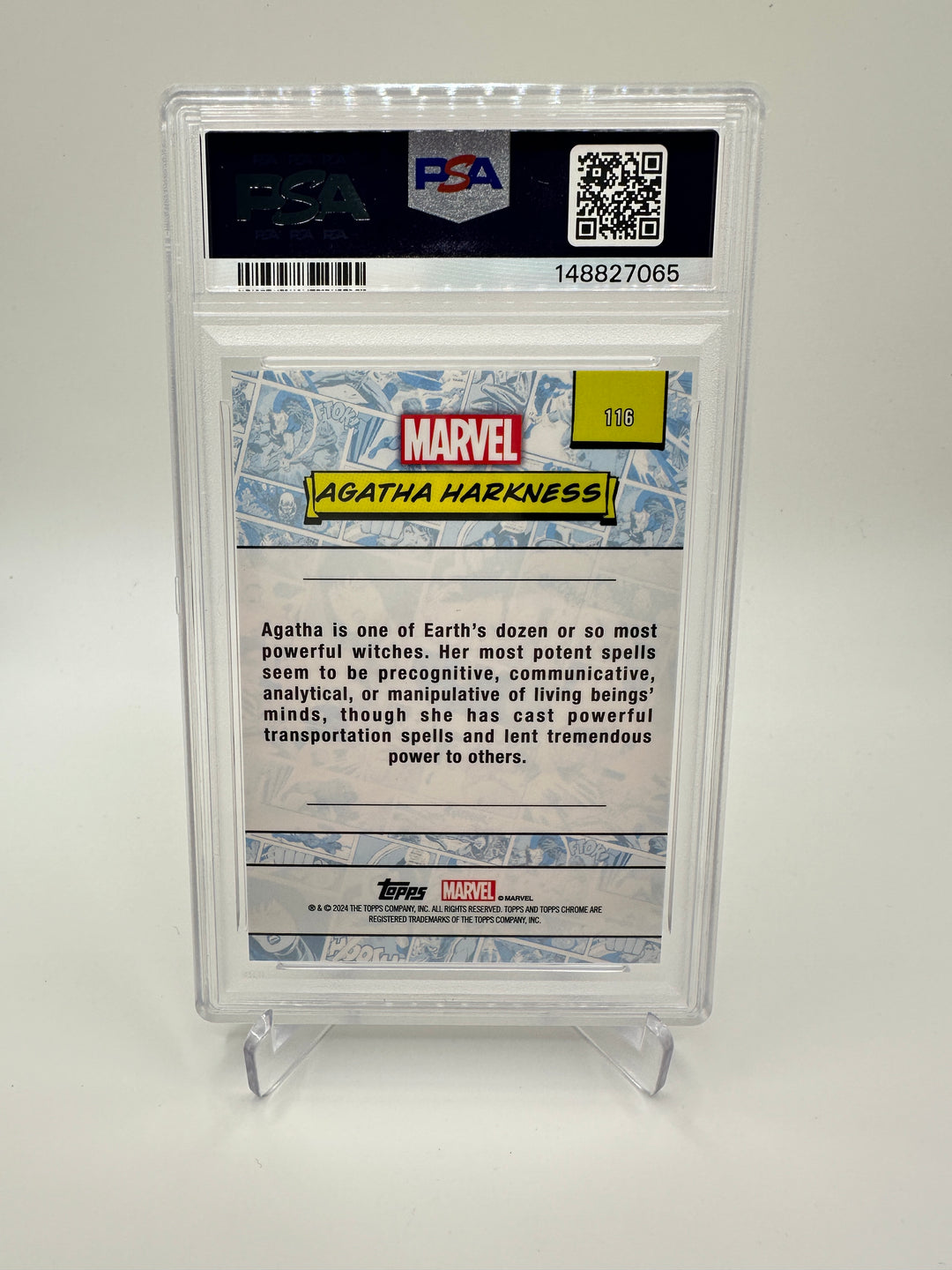 2024 Topps Marvel Sapphire Agatha Harkness Orange /25 PSA 9