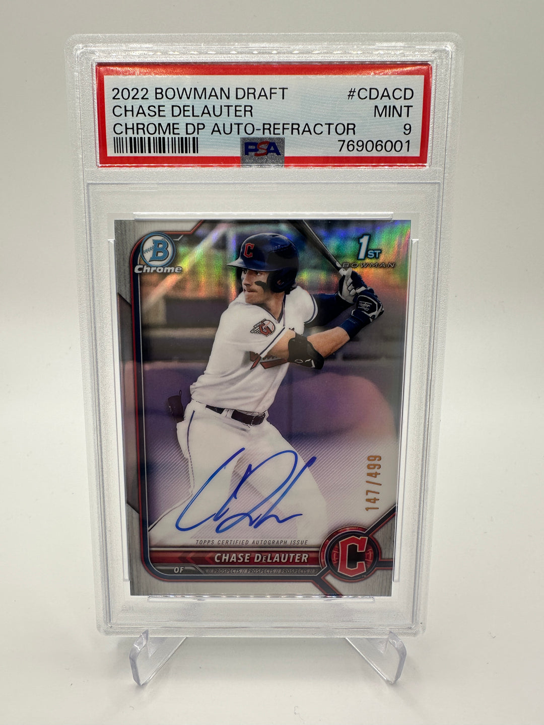 2022 Bowman Draft Chase Delauter /499 Auto PSA 9
