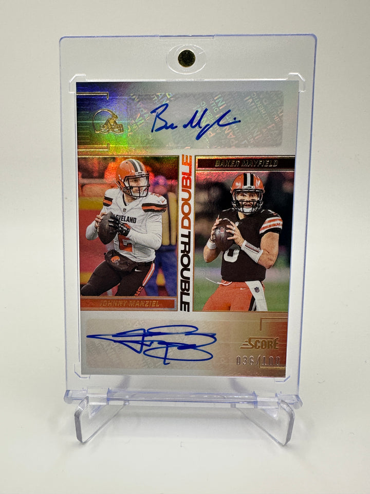 2024 Panini Score Johnny Manziel Baker Mayfield Double Trouble Auto /100