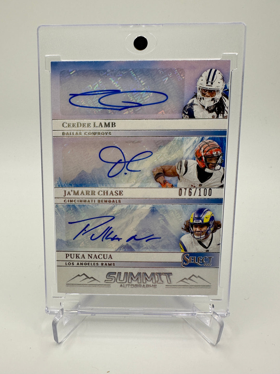 2025 Panini Select CeeDee Lamb Ja'marr Chase, Puka Nacua Triple Auto /100
