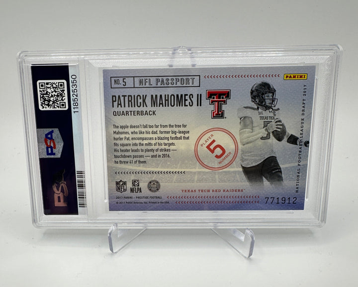 2017 Panini Prestige Patrick Mahomes II NFL Passport #5 PSA 10