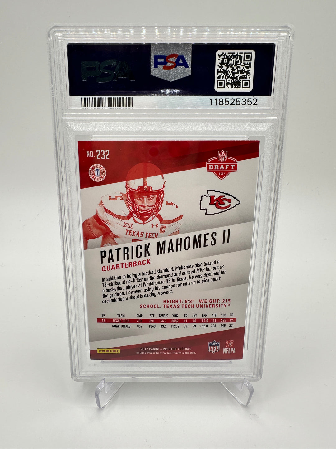 2017 Panini Prestige Patrick Mahomes II #232 PSA 9