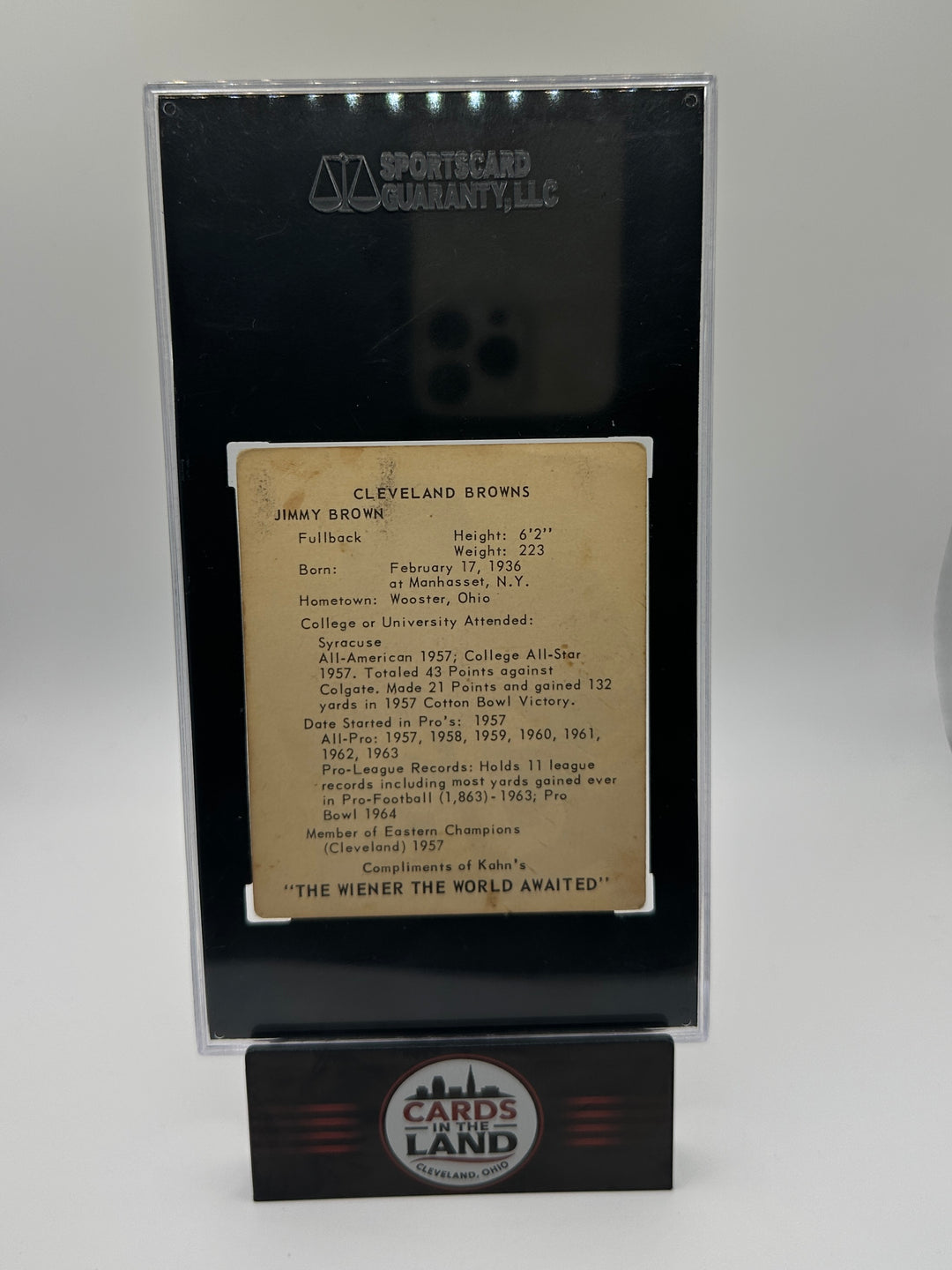 1964 Kahn's Jimmy Brown SGC 2.5