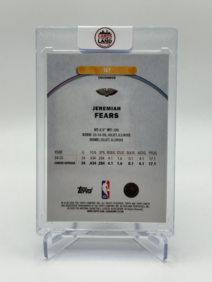 2025-26 Topps Finest Jeremiah Fears /10