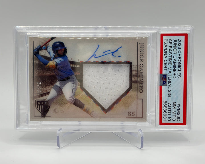 2023 Chronicles Junior Caminero Relic Auto /75 PSA 8 Auto 10