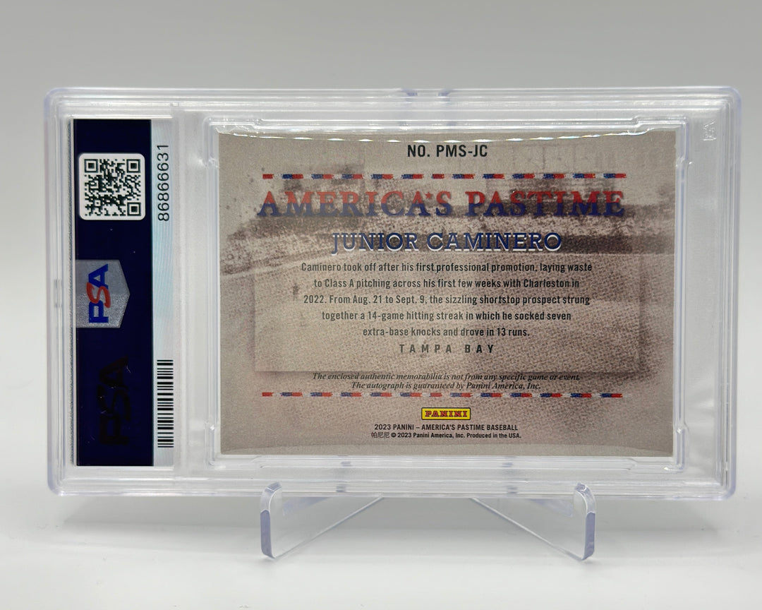 2023 Chronicles Junior Caminero Relic Auto /75 PSA 8 Auto 10