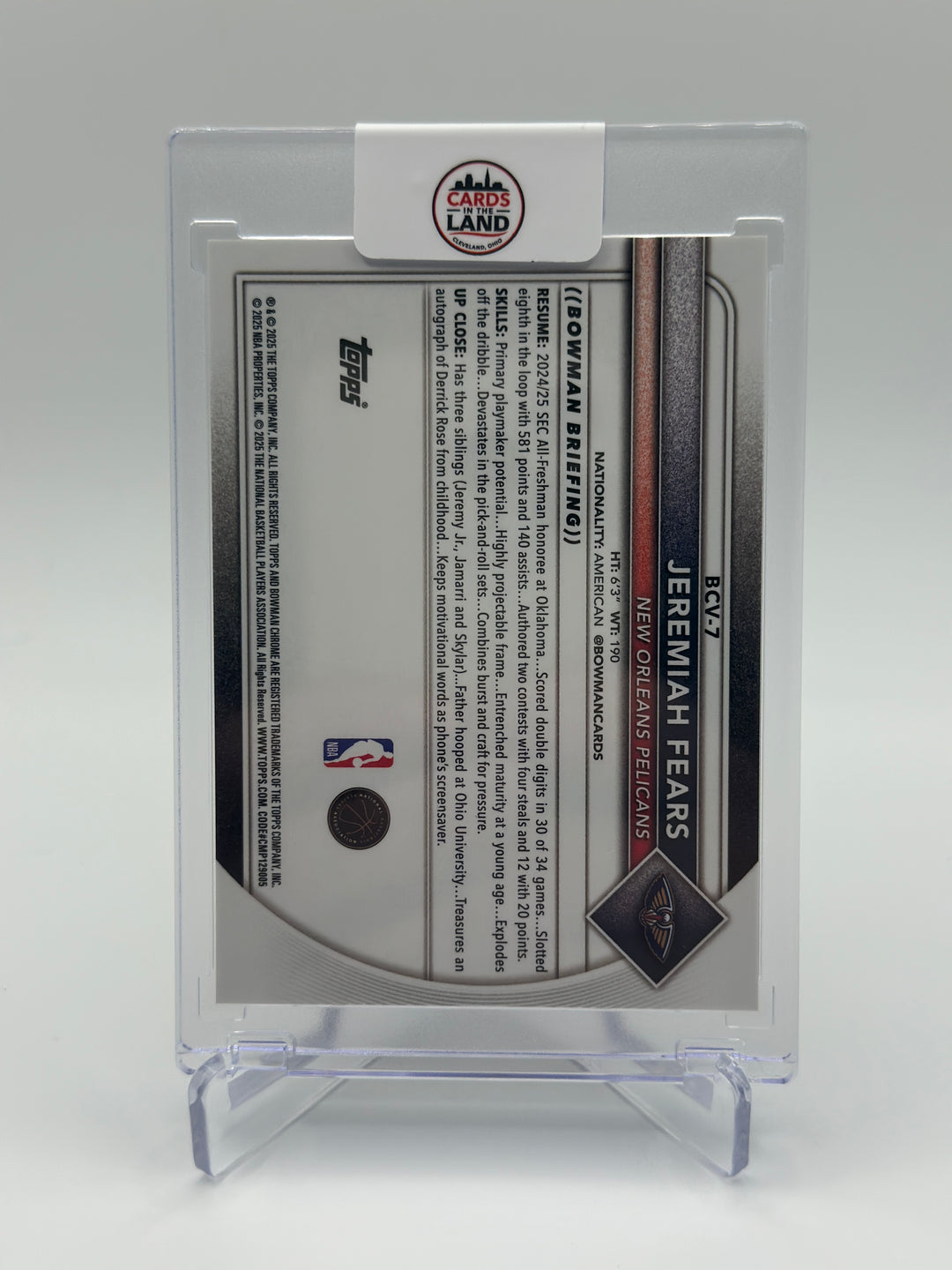 2025-26 Bowman Basketball Jeremiah Fears /15