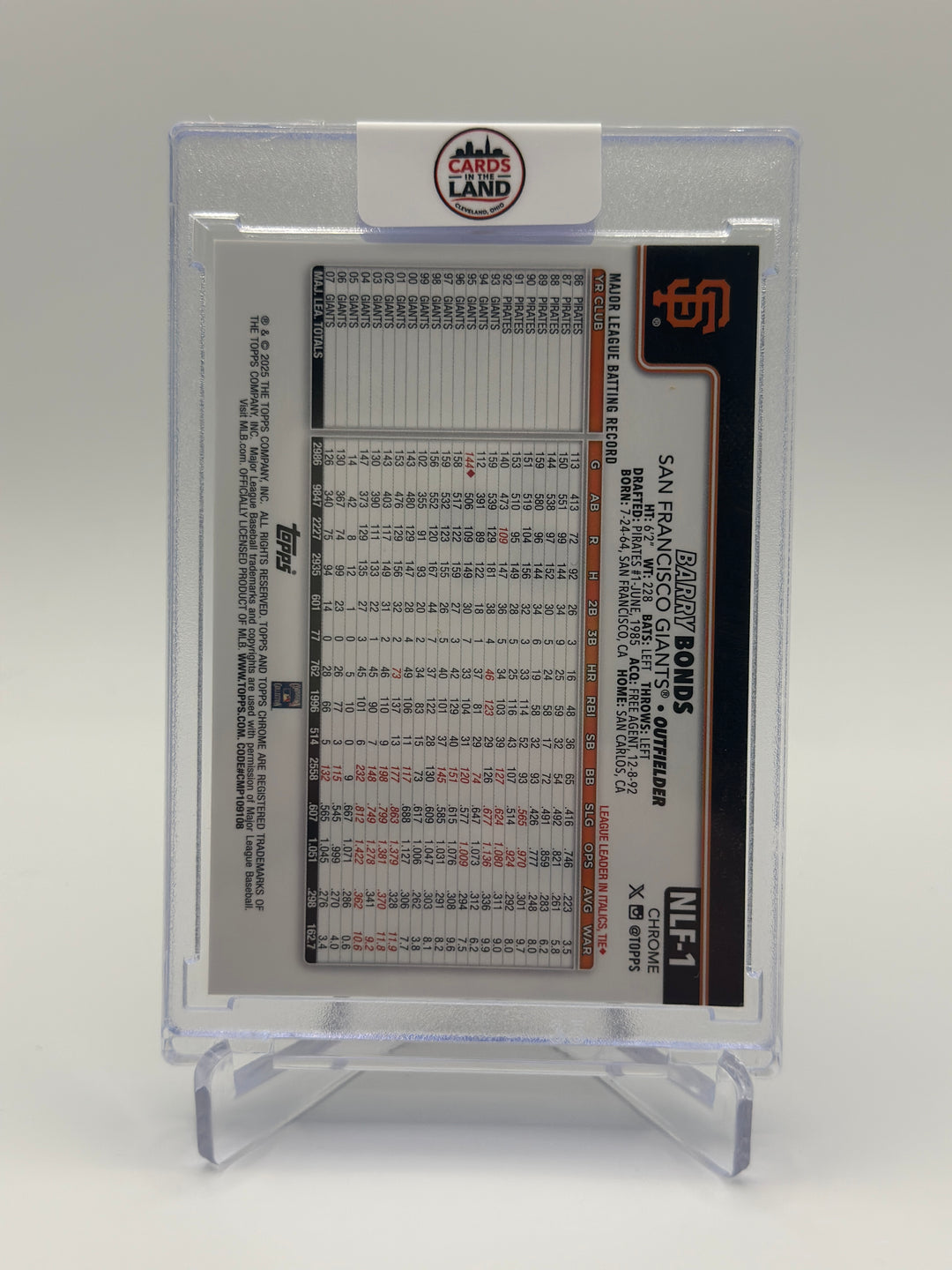 2025 Topps Chrome Barry Bonds Numbers Live Forever /99