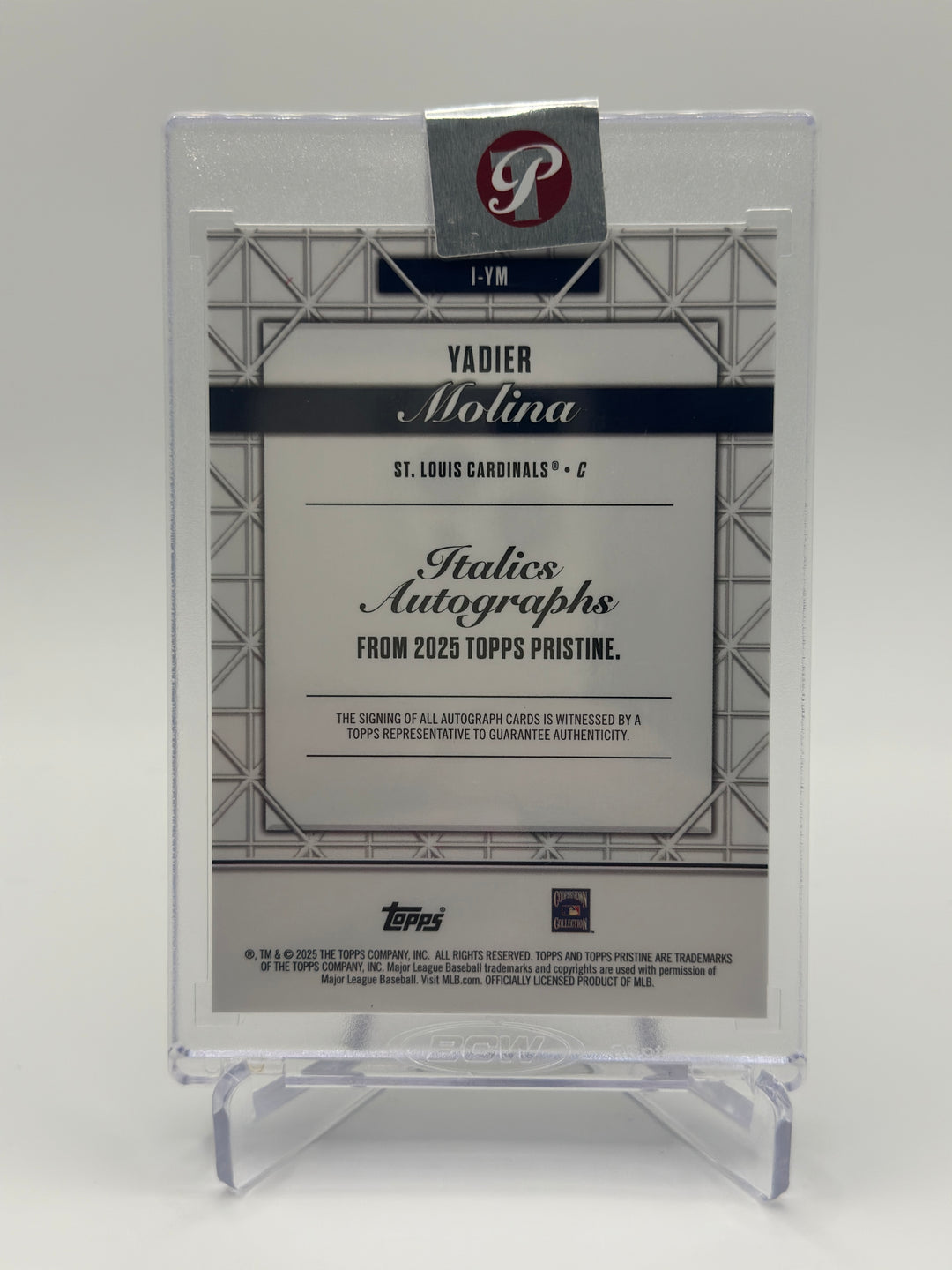 2025 Topps Pristine Yadier Molina Italics Autographs Auto /50