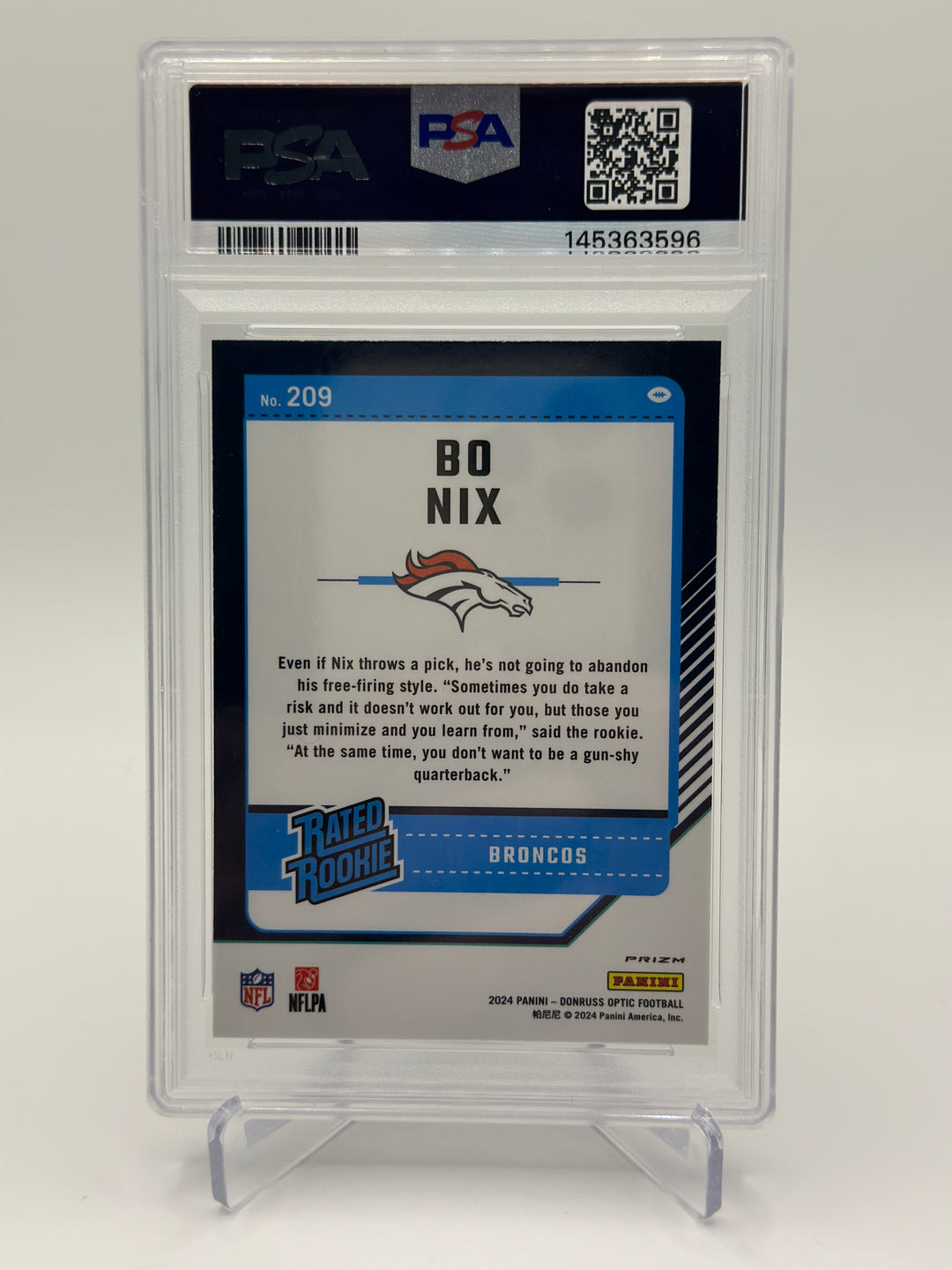 2024 Optic Bo Nix Silver Holo PSA 10
