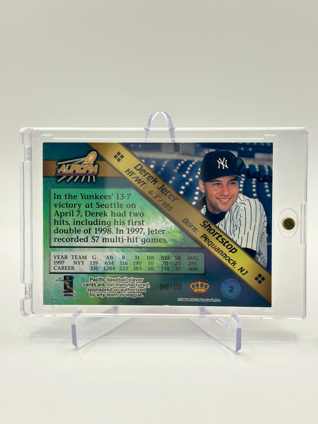 1998 Aurora Pacific Derek Jeter #2 Pennant Fever Silver /250