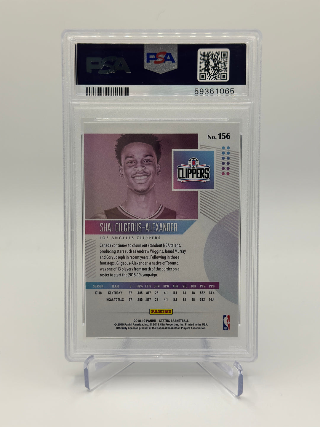2018 Panini Status Shai Gilgeous-Alexander #156 PSA 10