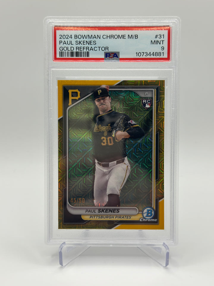 2024 Bowman Chrome Paul Skenes Mega Box Gold /50 PSA 9