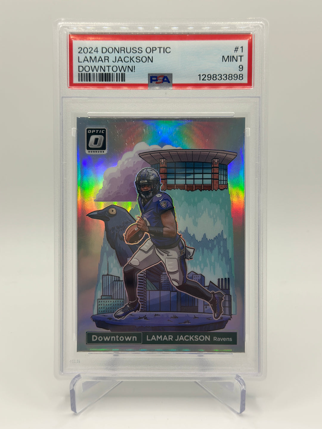 2024 Optic Lamar Jackson Downtown PSA 9