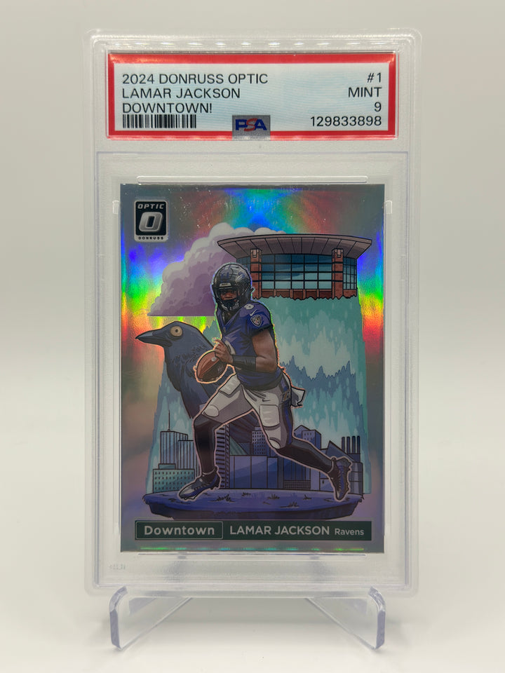 2024 Optic Lamar Jackson Downtown PSA 9