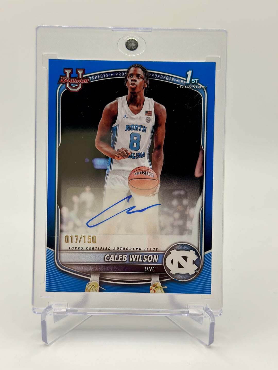 2025-26 Bowman U Basketball 1st Caleb Wilson Blue Boder Auto /150