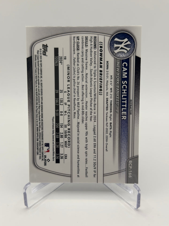 2025 Bowman Chrome Cam Schlittler /499