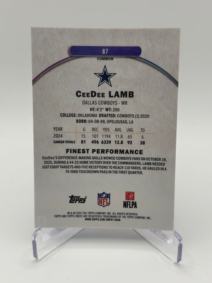 2025 Topps Finest Football CeeDee Lamb Red /10