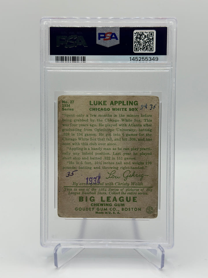 1934 Goudey Luke Appling #27 PSA 1