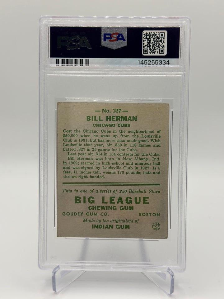 1933 Goudey Bill Herman #227 PSA 3