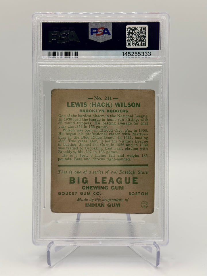 1933 Goudey Hack Wilson #211 PSA 1