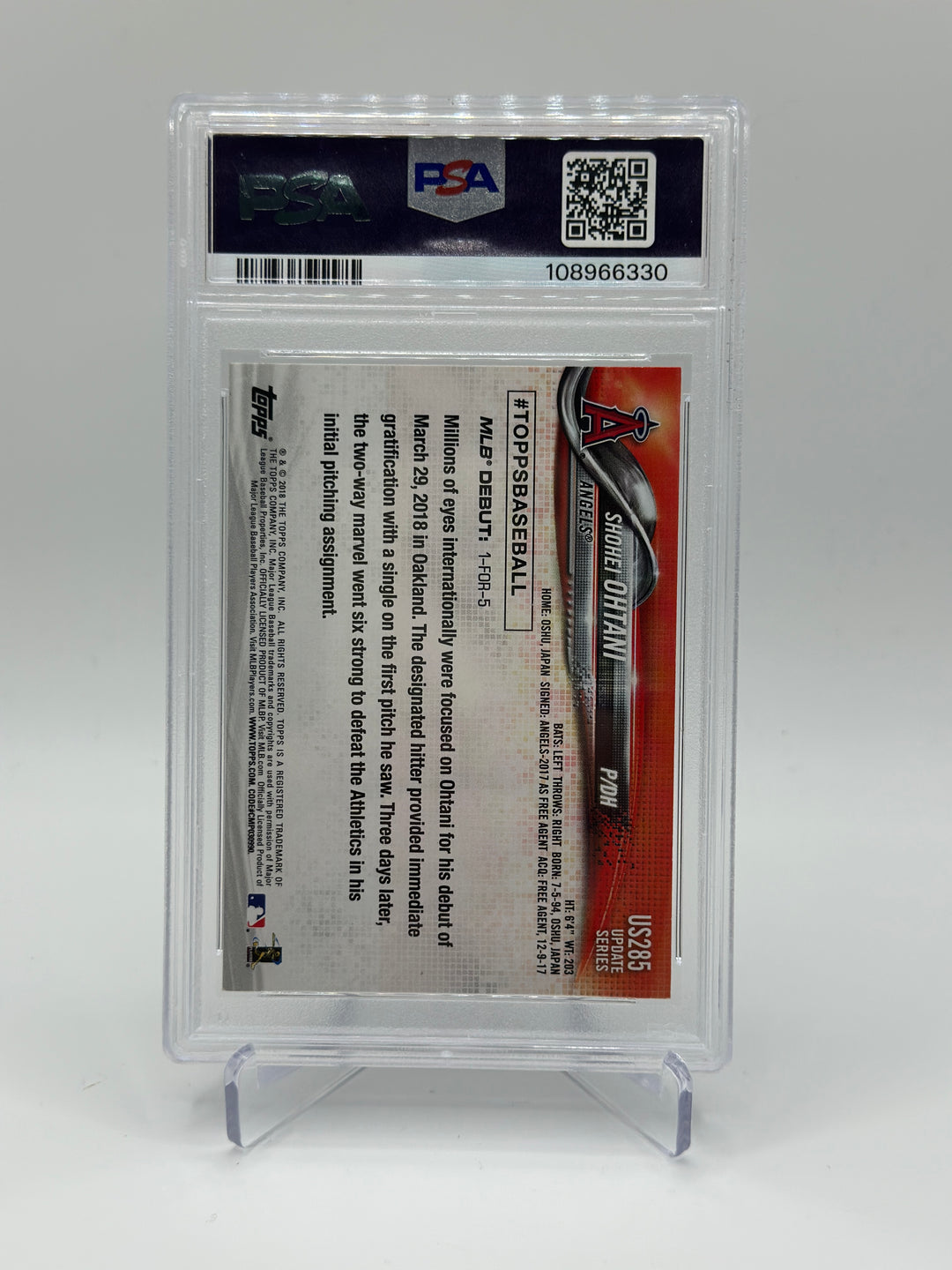 2018 Topps Update Shohei Ohtani #US285 PSA 9