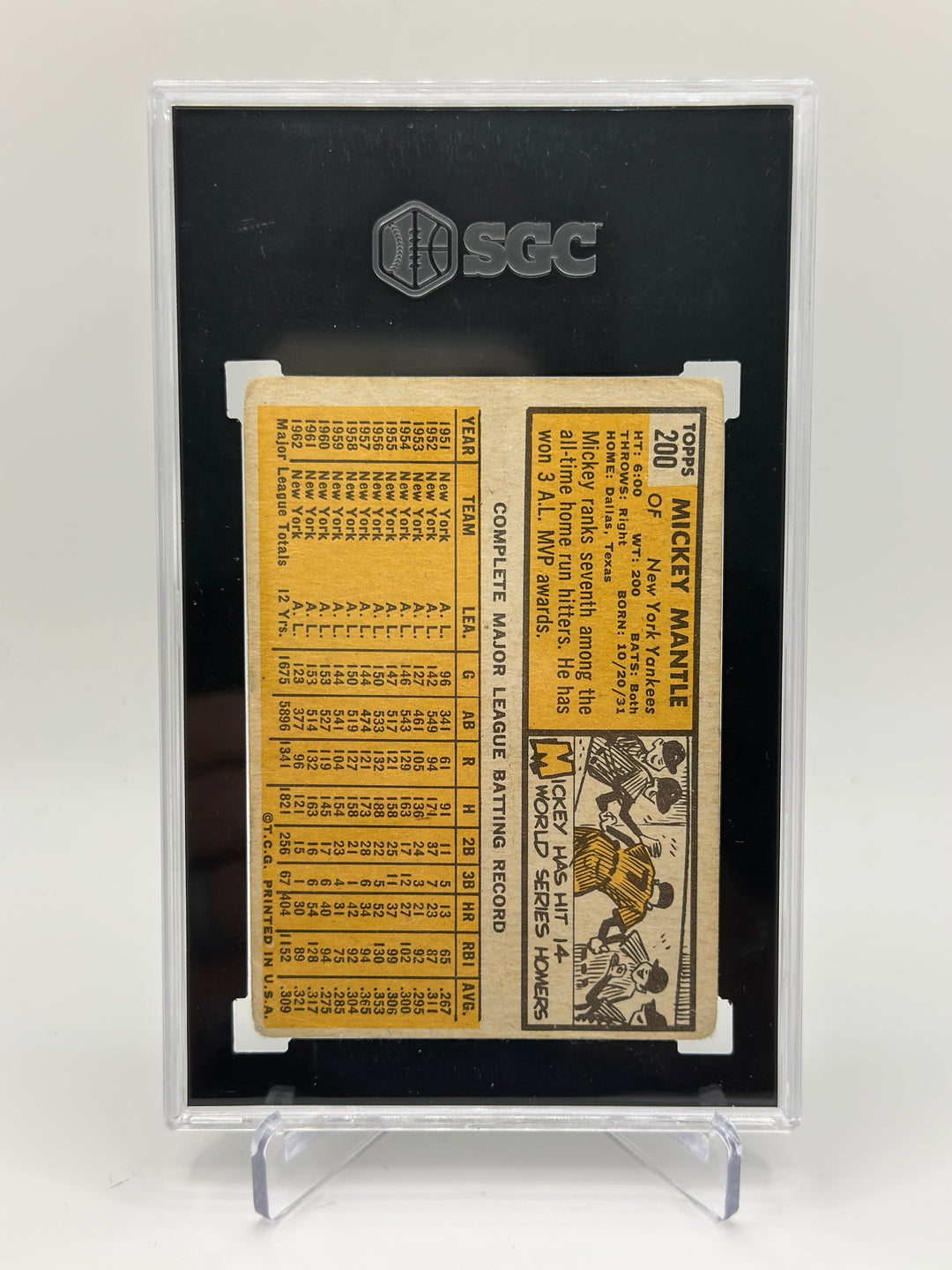 1963 Topps Mickey Mantle #200 SGC 1