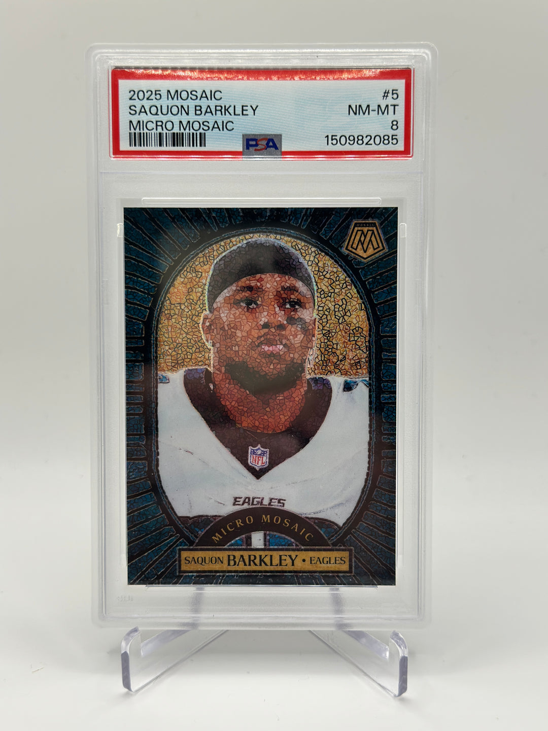 2025 Mosaic Saquon Barkley Micro Mosaic #5 PSA 8