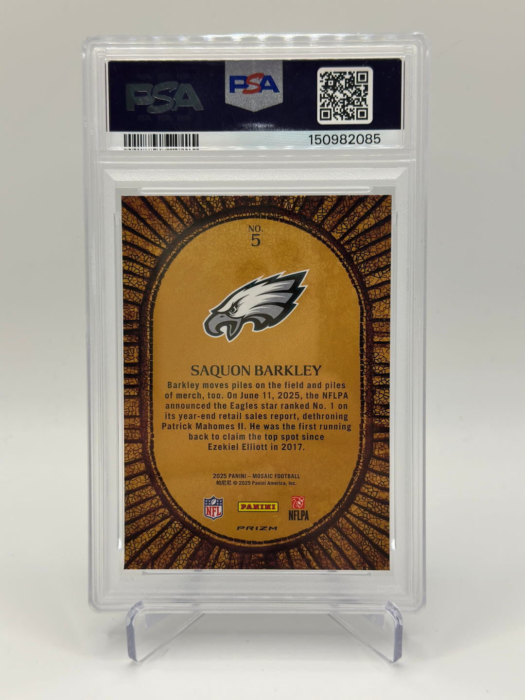 2025 Mosaic Saquon Barkley Micro Mosaic #5 PSA 8