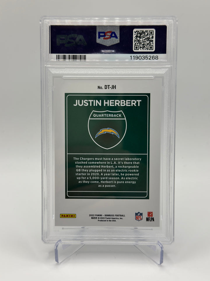 2022 Donruss Justin Herbert Downtown #DTJH PSA 10